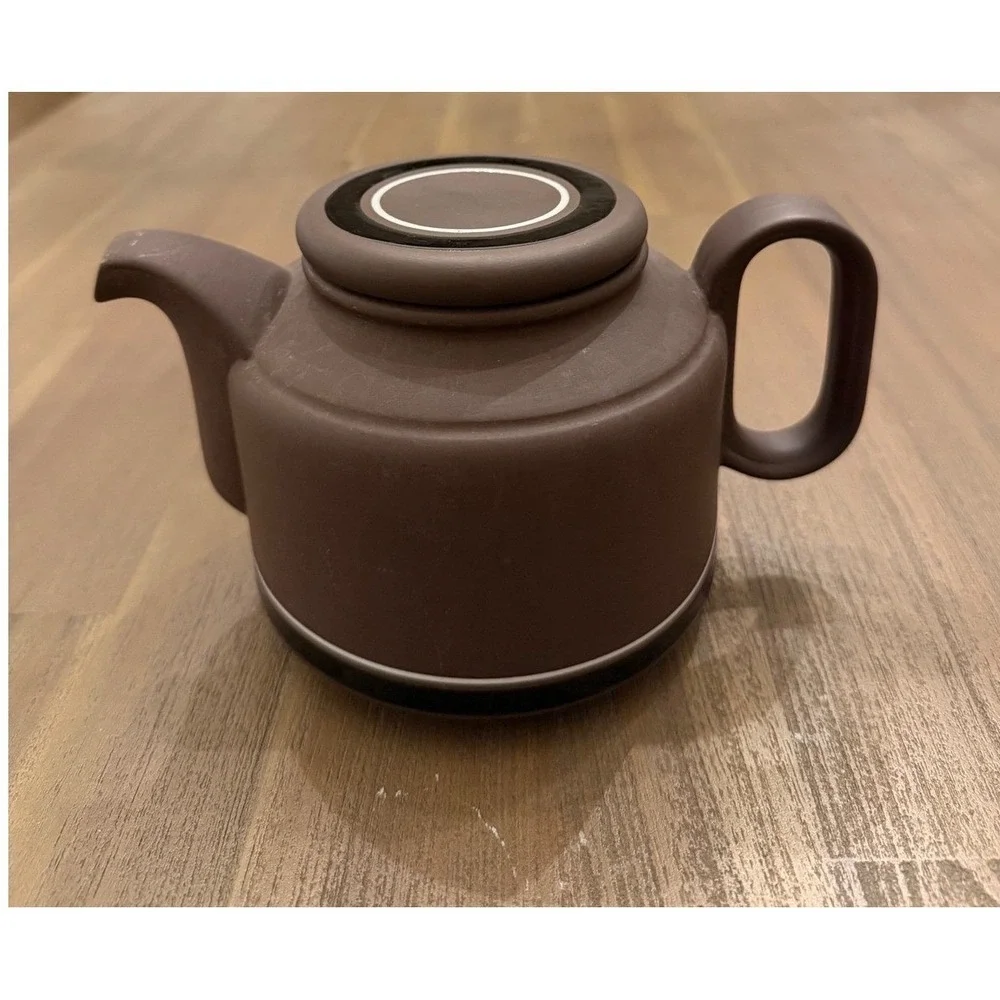 Vintage Hornsea England Matte Brown Teapot Mid Century Modern Stoneware with lid